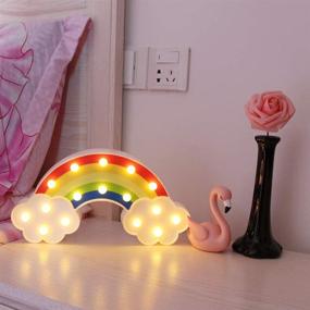 img 3 attached to GUOCHENG Rainbow Marquee Night Light Battery Operated LED Night Table Lamps For Children Bedroom Nursery