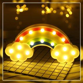 img 4 attached to GUOCHENG Rainbow Marquee Night Light Battery Operated LED Night Table Lamps For Children Bedroom Nursery