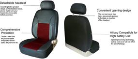 img 2 attached to 🚗 YIRU Car Seat Covers Full Set - Premium Leather Protectors for Car Truck Van SUV - Red, 2 Front Seat Covers Included