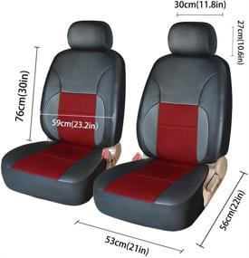 img 1 attached to 🚗 YIRU Car Seat Covers Full Set - Premium Leather Protectors for Car Truck Van SUV - Red, 2 Front Seat Covers Included