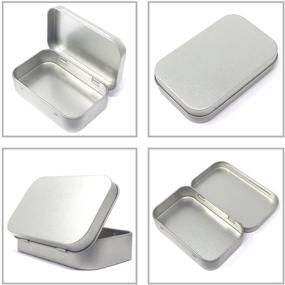 img 3 attached to 📦 24 Pack Silver Metal Rectangular Empty Hinged Tins Box Containers - Mini Portable Box for Small Storage, Home Organization - 3.75 by 2.45 by 0.8 Inch