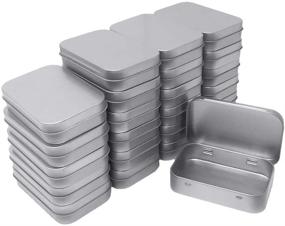 img 4 attached to 📦 24 Pack Silver Metal Rectangular Empty Hinged Tins Box Containers - Mini Portable Box for Small Storage, Home Organization - 3.75 by 2.45 by 0.8 Inch