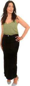 img 2 attached to 👗 Black Stretch Denim Maxi Skirt for Women - Sizes 4 to 28, Length 35 Inches - Ice Cool Ladies