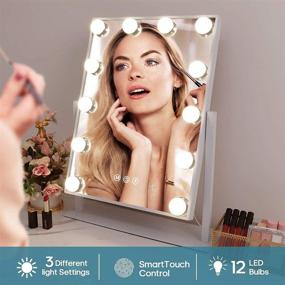 img 3 attached to 💄 Hollywood Makeup Vanity Mirror with Lights - COOLJEEN 12 LED Dimmable Bulbs, 10x Magnification, 3 Color Mode, 360° Rotation Design, for Women and Girls (White)