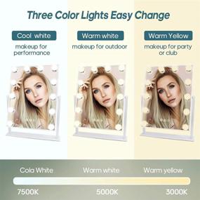 img 1 attached to 💄 Hollywood Makeup Vanity Mirror with Lights - COOLJEEN 12 LED Dimmable Bulbs, 10x Magnification, 3 Color Mode, 360° Rotation Design, for Women and Girls (White)