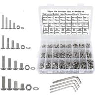 hantof 720pcs m3 m4 m5 m6 button head socket cup machine screws bolts nuts and flat washers assortment set kit with 4pcs wrenches logo