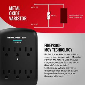 img 2 attached to 🔌 Monster Wall Tap Surge Protector: 6-Outlet Power Surge Protector with Wall Mount for Ultimate Protection of Computers, Home Theatre, Appliances, and Office Equipment, Black