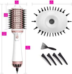img 1 attached to 🔥 ЩЕТКА WIRHAUT 4 в 1 с объемом воздушной щетки для сушки и выпрямления в один шаг - быстрая сушка и выпрямление с керамическим покрытием и очисточным коготком
