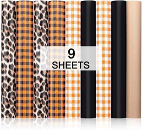 img 4 attached to 🎃 Halloween HEAT TRANSFER VINYL - Set of 9 - 12x10 inches - Vibrant Orange Buffalo Plaid HTV Iron on Vinyl - Adhesive Plaid PU Vinyl for T-Shirts, Clothing, Bags, Hats, Pillows, and Crafts