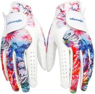 women's pair of cool leather golf gloves - summer floral design with breathable and colorful features for sports логотип