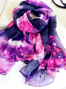 img 3 attached to Chic and Celestial: JOYJULY Starry Sky Galaxy Star Space Printing Chiffon Long Wrap Scarves – An Enchanting Gift Set!