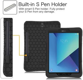 img 2 attached to 📱 Fintie Honeycomb Case for Samsung Galaxy Tab S3 9.7, Lightweight Shockproof Silicone Cover with S Pen Holder [Anti-Slip] [Kid-Friendly], Black - 2017 Release (SM-T820/T825/T827)