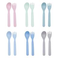 set of 12 bamboo kids spoons & forks for baby feeding, toddler cutlery set, eco-friendly tableware for baby, toddler, kids, bamboo toddler dishes & dinnerware sets logo