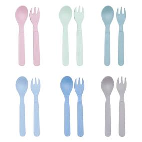 img 4 attached to Set of 12 Bamboo Kids Spoons & Forks for Baby Feeding, Toddler Cutlery Set, Eco-Friendly Tableware for Baby, Toddler, Kids, Bamboo Toddler Dishes & Dinnerware Sets