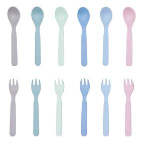 img 3 attached to Set of 12 Bamboo Kids Spoons & Forks for Baby Feeding, Toddler Cutlery Set, Eco-Friendly Tableware for Baby, Toddler, Kids, Bamboo Toddler Dishes & Dinnerware Sets