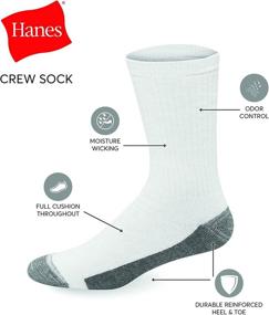 img 3 attached to Hanes Ultimate Men's Ultra Cushion FreshIQ Odor Control Crew Socks, 6-Pack with Moisture-Wicking Properties