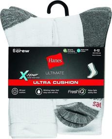 img 1 attached to Hanes Ultimate Men's Ultra Cushion FreshIQ Odor Control Crew Socks, 6-Pack with Moisture-Wicking Properties