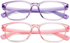 img 4 attached to Braylenz 2 Pack Kids Computer Blue Light Blocking Glasses Girls Boys Clear Nerd TR90 Eyeglasses Frame Age 3-10 (Clear Pink+Clear Purple)