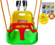 🪂 littlefun upgraded 3-in-1 detachable swing set for infants to teenagers - ideal for home, garden, patio, indoors, outdoors (green chair + swing hanging kit) логотип