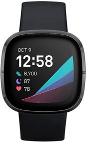 img 3 attached to 📟 Fitbit Sense Advanced Smartwatch: Здоровье сердца, Управление стрессом, Тенденции температуры кожи - Карбон/Графит, Один размер (S & L браслеты)