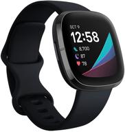 📟 fitbit sense advanced smartwatch: heart health, stress management, skin temperature trends - carbon/graphite, one size (s & l bands) logo