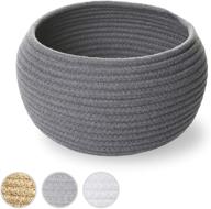 🧶 multi-purpose gray rope basket: small dog toy, cat toy, sock, and towel organizer - 10"w x 6.5"h logo