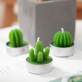 img 3 attached to EMOHOME 12-Piece Cactus Tealight Candles - Handmade Succulent Decor with Palm Leaves Design for Birthday Gifts, Wedding Party, Spa, and Home Decoration