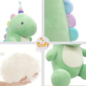 img 4 attached to 🦕 GRTLPOK Cute Dinosaur Plush Stuffed Animal Toys, Squishy Animal Kawaii Pillow, Soft Cartoon Plushie Hugging Toy Gifts for Kids Sleeping (Green, 9 Inches)