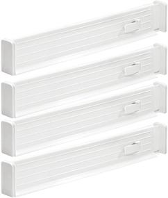 img 4 attached to 📦 mDesign Expandable Kitchen Drawer Organizer, Adjustable Divider for Efficient Pantry and Cabinet Storage – Ligne Collection, 4 Pack - White