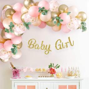 img 4 attached to 🎀 Украшения для вечеринки в честь рождения 🚼 "Sweet Baby Co.": набор из розового гирлянды в виде арки из шаров, гирлянда с надписью "девочка", зелень эвкалипта в стиле бохо, акценты в светло-розовом и золотом.