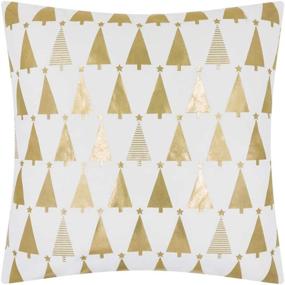 img 4 attached to JWH Christmas Tree Decorative Gold Foil Pillowcase: Soft Velvet White Square Cushion Cover for Home Bed Living Room Sofa Couch - 18 x 18 Inch