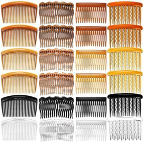 img 4 attached to 💇 Stylish and Versatile 24-Piece French Hair Side Combs Set for Girls and Women with Various Teeth Options - Perfect Hair Clip Combs Accessories in Plastic Twist Design