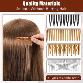 img 2 attached to 💇 Stylish and Versatile 24-Piece French Hair Side Combs Set for Girls and Women with Various Teeth Options - Perfect Hair Clip Combs Accessories in Plastic Twist Design