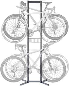 img 4 attached to 🚲 Delta 4 Bike Rack Garage - Bike Storage Rack with Basket - No Drilling Needed - Fully Adjustable Vertical Bike Rack for All Bicycle Styles - Freestanding Wall Bike Rack Supports Up to 160 lbs