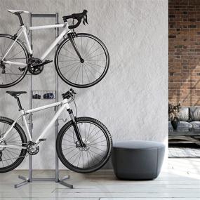 img 2 attached to 🚲 Delta 4 Bike Rack Garage - Bike Storage Rack with Basket - No Drilling Needed - Fully Adjustable Vertical Bike Rack for All Bicycle Styles - Freestanding Wall Bike Rack Supports Up to 160 lbs