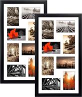 🖼️ qutrey 4x6 black collage picture frames: set of 2, 8 openings matted frame for 4x6 pictures - display 16 multi photos on wall логотип