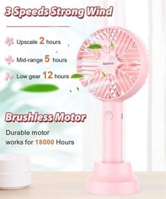 img 3 attached to ✨ Gasince Handheld Fan Mini - Small Personal Portable Fan, USB Desk Fan - Rechargeable Eyelash Fan for Makeup - 8-13 Hours Operation - Small Makeup Eyelash Fan for Women and Girls - Outdoor and Indoor Use (Pink)