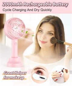 img 2 attached to ✨ Gasince Handheld Fan Mini - Small Personal Portable Fan, USB Desk Fan - Rechargeable Eyelash Fan for Makeup - 8-13 Hours Operation - Small Makeup Eyelash Fan for Women and Girls - Outdoor and Indoor Use (Pink)