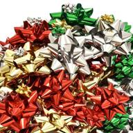 🎁 120 self-adhesive christmas bows in red, green, silver, and gold - includes large, medium, small, and mini sizes for presents, wreaths, wrapping holiday gifts - 24 of 4", 30 of 3", 30 of 2", and 36 of 1" bows logo