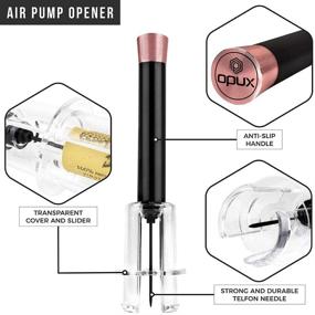 img 3 attached to OPUX Rose Gold Air Pressure Wine Opener Set: Effective Cork Remover with Aerator, Foil Cutter, and Vacuum Stopper Included