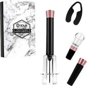 img 4 attached to OPUX Rose Gold Air Pressure Wine Opener Set: Effective Cork Remover with Aerator, Foil Cutter, and Vacuum Stopper Included