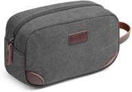 travel toiletry organizer bag for men - canvas dopp kit for shaving, tsa approved (grey) logo