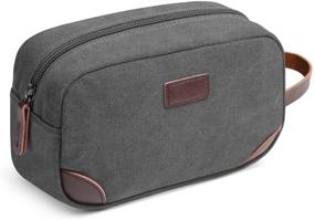 img 4 attached to Travel Toiletry Organizer Bag for Men - Canvas Dopp Kit for Shaving, TSA Approved (Grey)