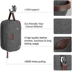 img 3 attached to Travel Toiletry Organizer Bag for Men - Canvas Dopp Kit for Shaving, TSA Approved (Grey)