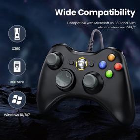 img 1 attached to 🎮 VOYEE PC Controller: Wired Controller for Xbox 360 & Slim/PC Windows 10/8/7, Upgraded Joystick, Double Shock, Enhanced (Gray)