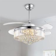 🌙 moooni dimmable fandelier crystal retractable ceiling fans for bedroom - polished chrome 42 inches: invisible led chandelier with remote логотип