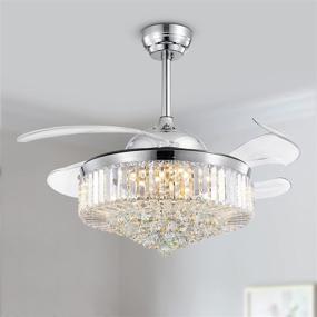 img 4 attached to 🌙 Moooni Dimmable Fandelier Crystal Retractable Ceiling Fans for Bedroom - Polished Chrome 42 Inches: Invisible LED Chandelier with Remote