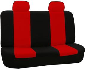 img 4 attached to 🚗 FH Group FB050RED012 набор красных тканевых автомобильных чехлов для задней сидушки с 2 подголовниками.