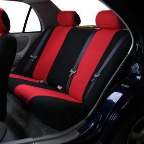 img 3 attached to 🚗 FH Group FB050RED012 набор красных тканевых автомобильных чехлов для задней сидушки с 2 подголовниками.