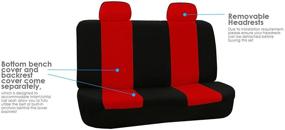 img 2 attached to 🚗 FH Group FB050RED012 набор красных тканевых автомобильных чехлов для задней сидушки с 2 подголовниками.